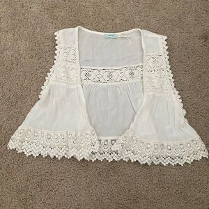 Urban Outfitters Ivory Kimchi Blue Lace Boho Vest